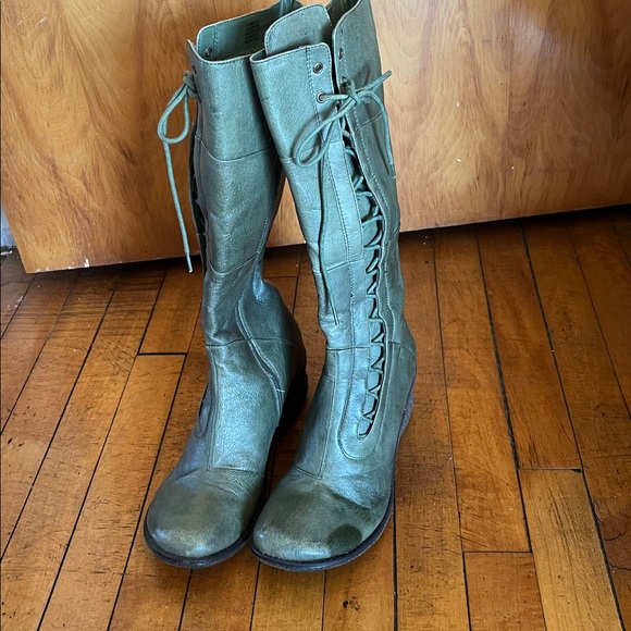 Miz Mooz Alex gladiator tall green leather boots - Picture 3 of 9